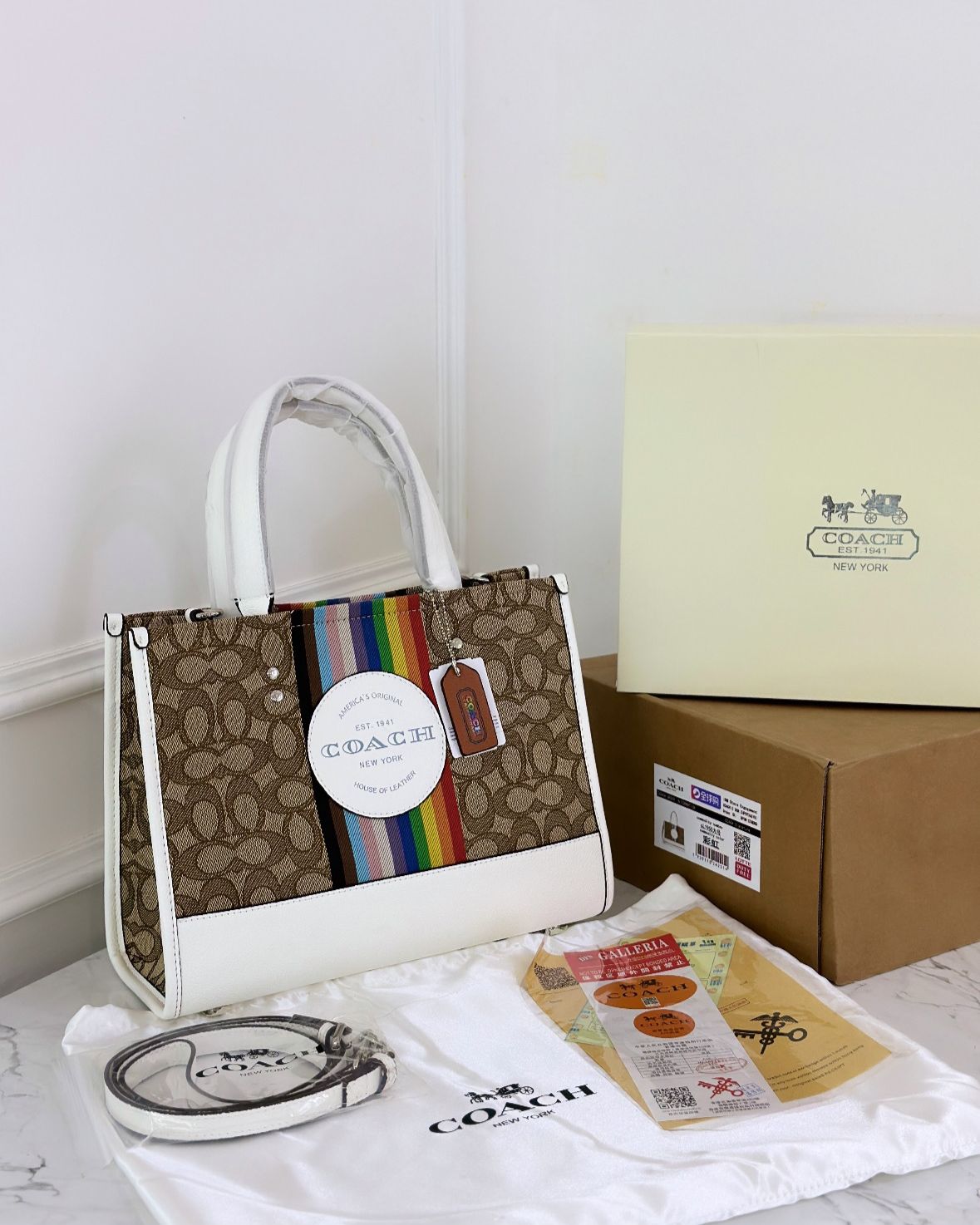 COACHH DEMPSEY CARRYALL SIGNATURE TOTE BAG