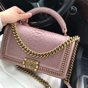 CHANELL  LE BOY PYTHON SIDE CHAIN SLING BAG