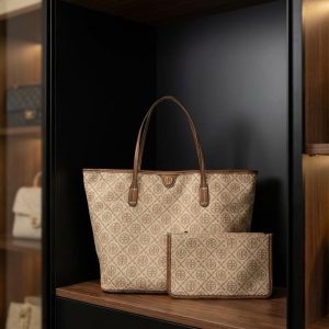 Torys Burch T Monogram Zip Tote With Pouch