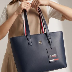 ommye Hilfigeer PU Structured Tote Bag