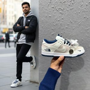 NIKEE SB DUNK X NORTH FACE WHITE BLUE 