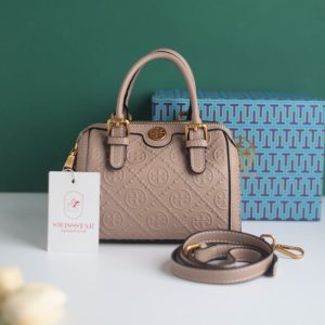 Torys Burche T Monogram Contrast Embossed Petite Barrel bag
