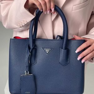 PRADAS DOUBLE SAFFIANO LEATHER TOTE BAG 