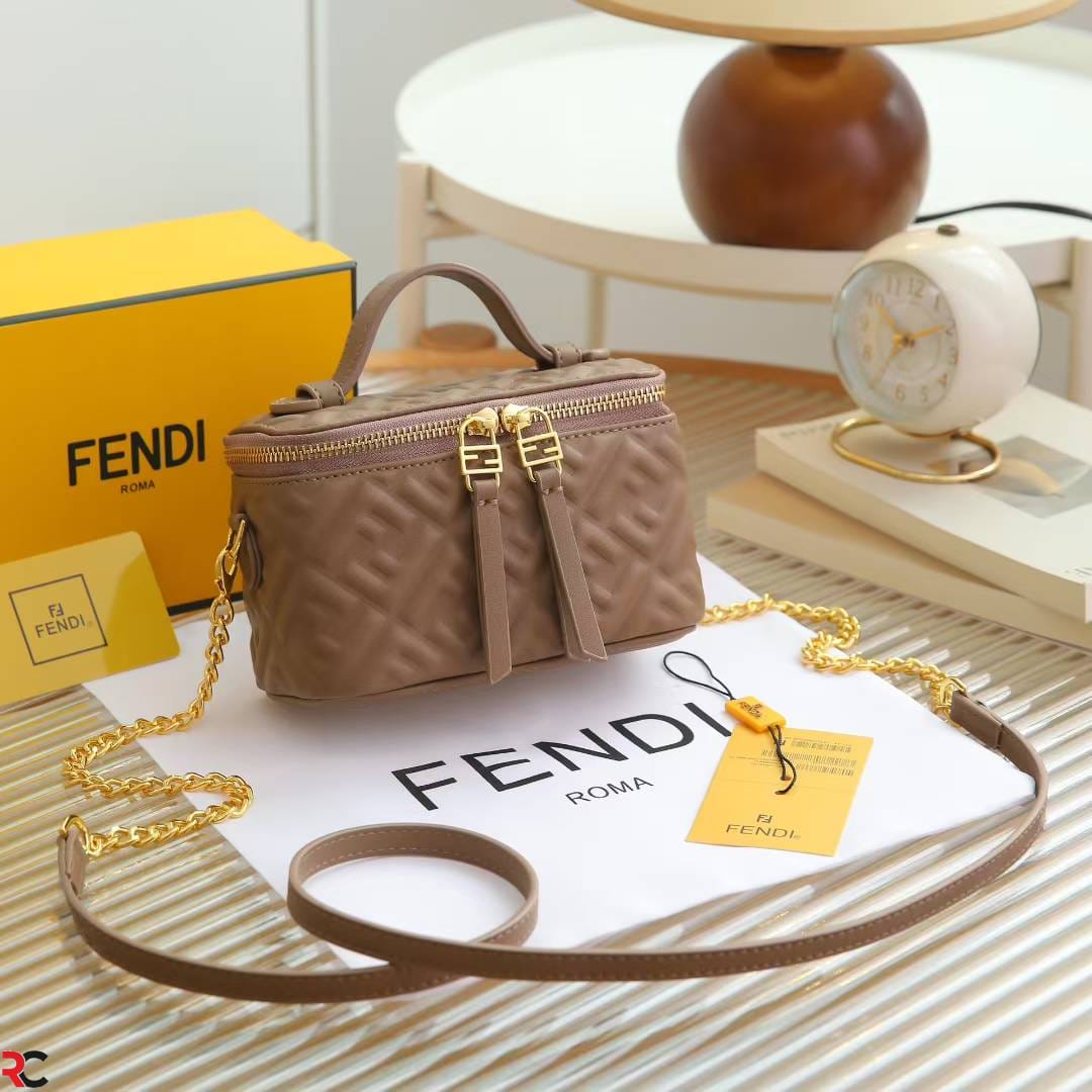 FENDIS FF MONOGRAM QUILTED VANITY NAPPA BAG